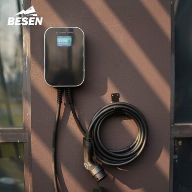 Elektromobilių krovimo stotelė Besen 22 kW APP su 6.1m laidu Type 2 6