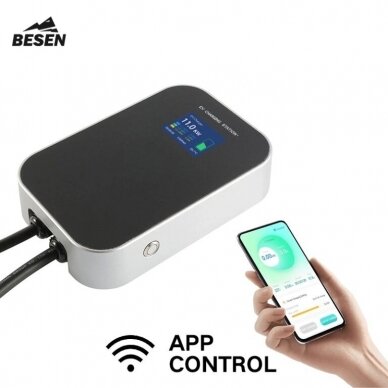 Elektromobilių krovimo stotelė Besen 22 kW APP su 6.1m laidu Type 2 2
