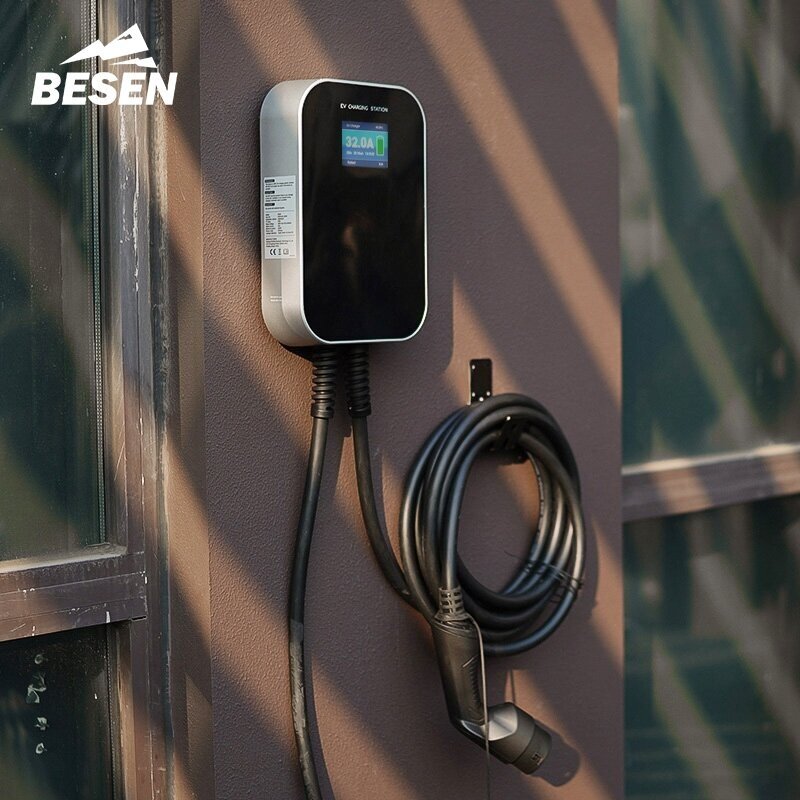 Elektromobilių krovimo stotelė Besen 22 kW RFID su 6.1m laidu Type 2 3 Elektromobilių krovimo stotelė Besen 22 kW RFID su 6.1m laidu Type 2 3