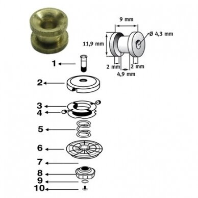 Įvorė galvutės universali 12x4.3mm