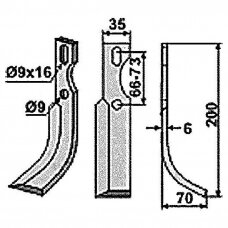Peilis kultivatoriui dešinys 200 mm