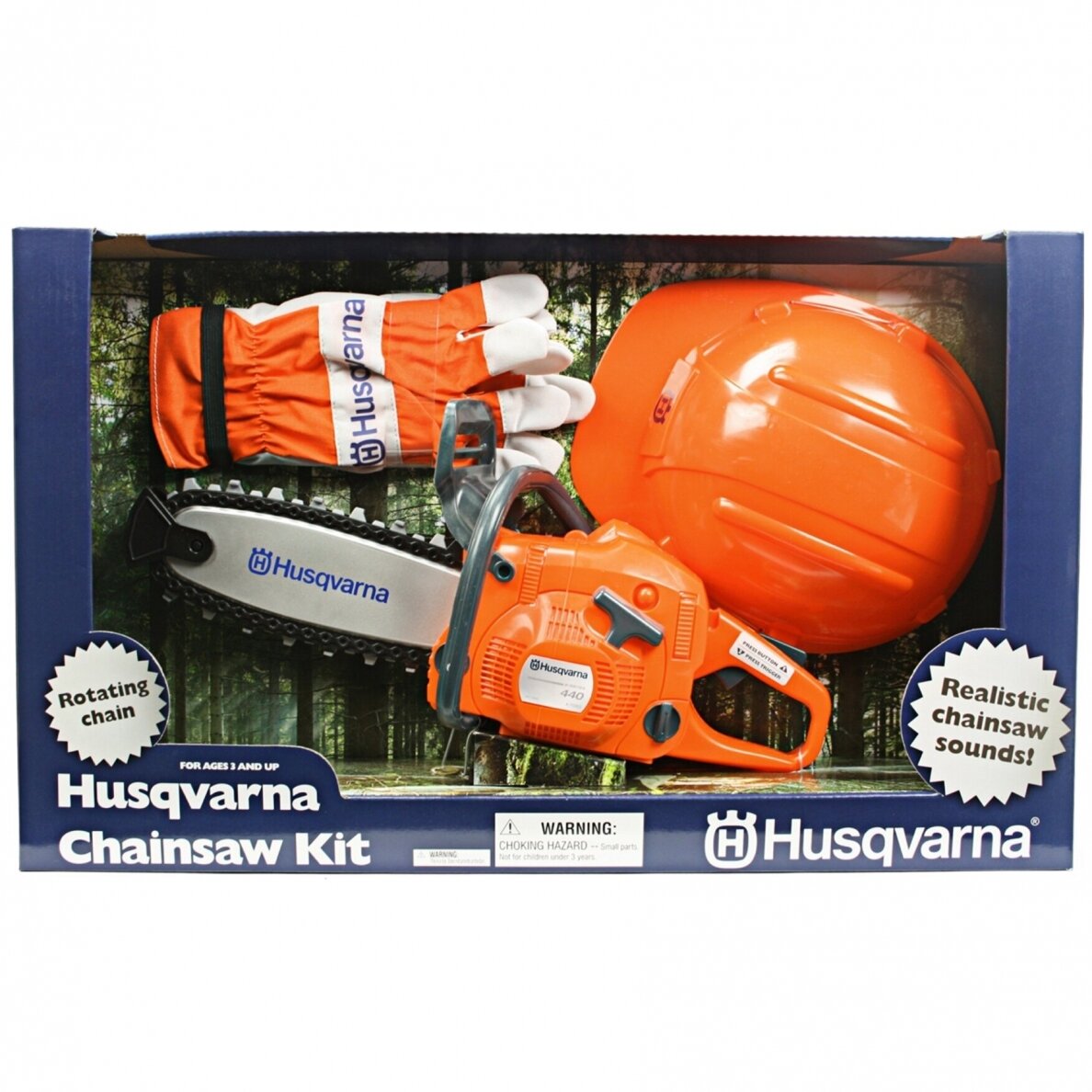 Pjūklas žaislinis HUSQVARNA 440 + šalmas ir pirštinės 1 Pjūklas žaislinis HUSQVARNA 440 + šalmas ir pirštinės 1