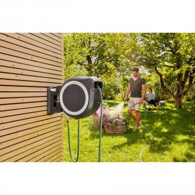 Ritė su žarna 35m RollUp XL mont. ant sienos balta Gardena 3