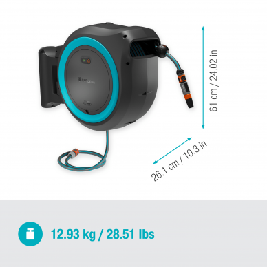 Ritė su žarna 40m PowerRoll XXL mont. ant sienos turkio Gardena be baterijos 5 Ritė su žarna 40m PowerRoll XXL mont. ant sienos turkio Gardena be baterijos 5