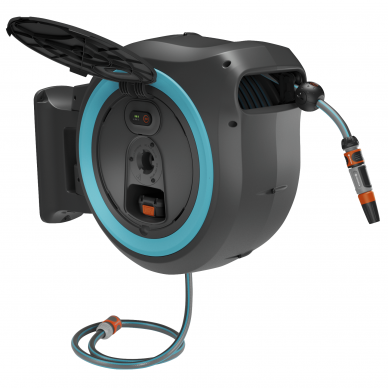 Ritė su žarna 40m PowerRoll XXL mont. ant sienos turkio Gardena be baterijos 1 Ritė su žarna 40m PowerRoll XXL mont. ant sienos turkio Gardena be baterijos 1