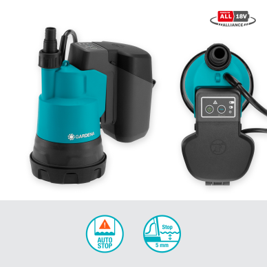 Siurblys panardinamas GARDENA 2000/2 18V P4A su baterija 2