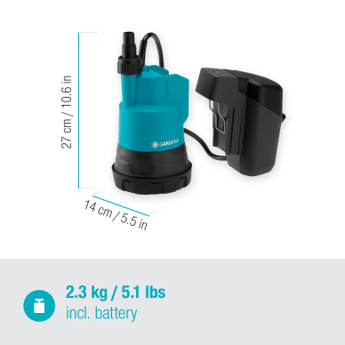 Siurblys panardinamas GARDENA 2000/2 18V P4A su baterija 3