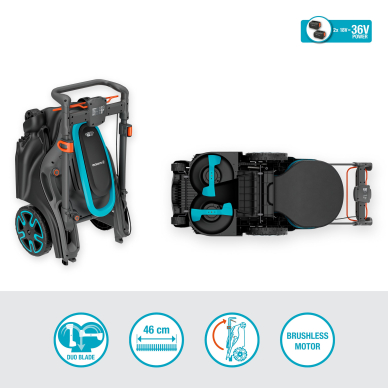 Vejapjovė akumuliatorinė GARDENA PowerMax Duo 46/36V P4A su baterija 4