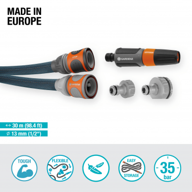Žarna laistymo Gardena Liano Xtreme 30m tekstilinė rinkinys 2 Žarna laistymo Gardena Liano Xtreme 30m tekstilinė rinkinys 2