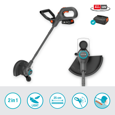 Žoliapjovė akumuliatorinė GARDENA EasyTrim 25/18V P4A su baterija 2